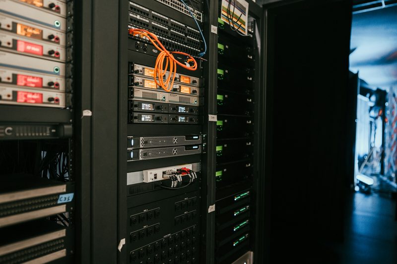 Network and server infrastructure in a technical room